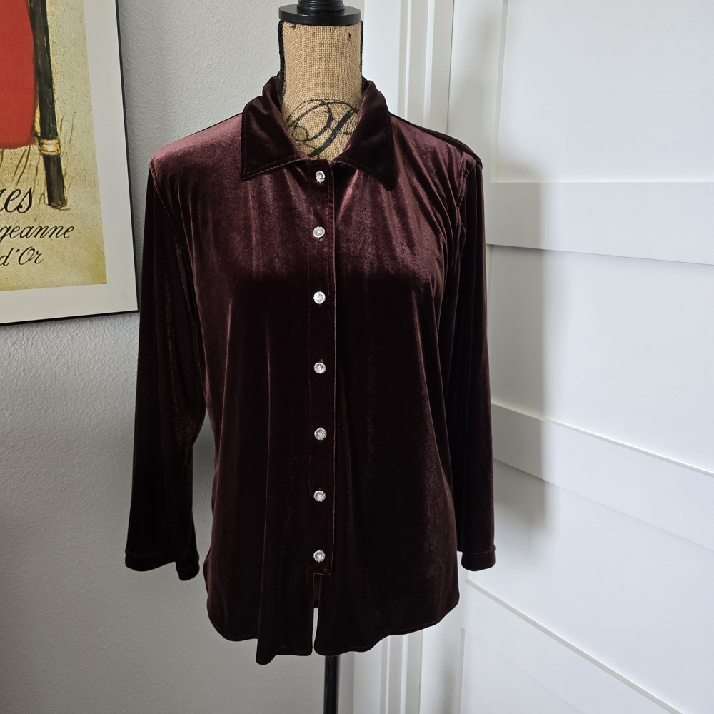 Vintage Harve Benard by Benard Holtzman Rich Brown Velvet Top. Large. EUC